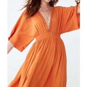 Crochet deep V maxi dress